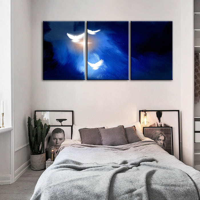 Shining Doves 3 Piece - Canvas Wall Art Painting
