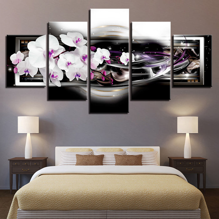 Echoing Purple and White Orchids 5 Piece - Canvas Wall Art Painting