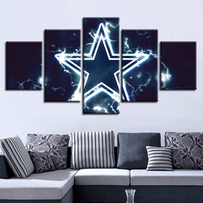 Blue Star Logo 5 Piece - Canvas Wall Art Painting