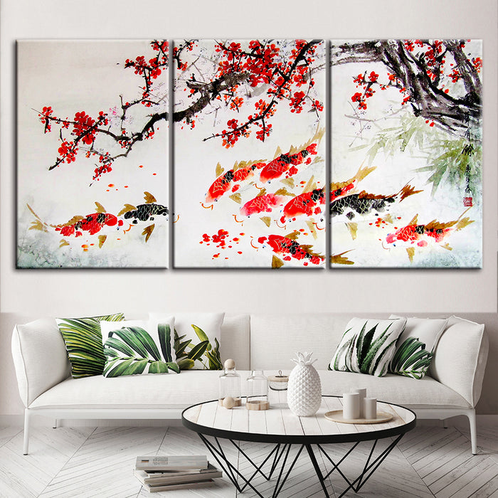 Red Koi 3 Piece - Canvas Wall Art Painting