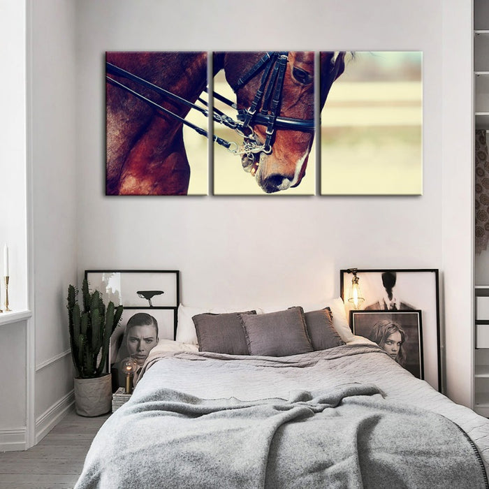 Graceful Haltered Horse-Canvas Wall Art Painting 3 Pieces