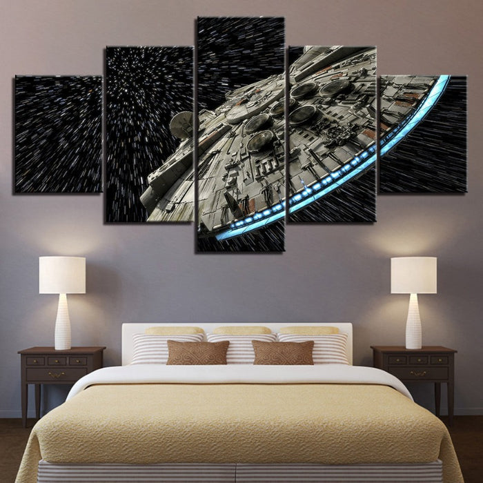 5 Piece Captivating UFO In The Galaxy - Canvas Wall Art Painting