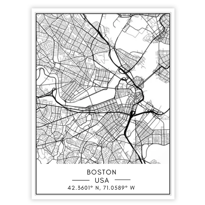 Boston City Map - Canvas Wall Art Painting