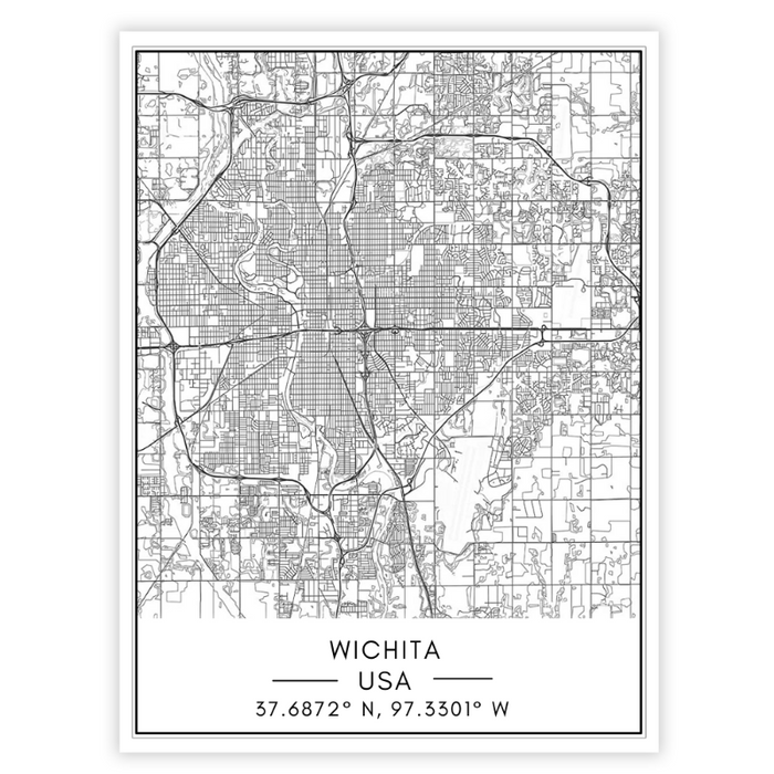 Wichita City Map - Canvas Wall Art Painting