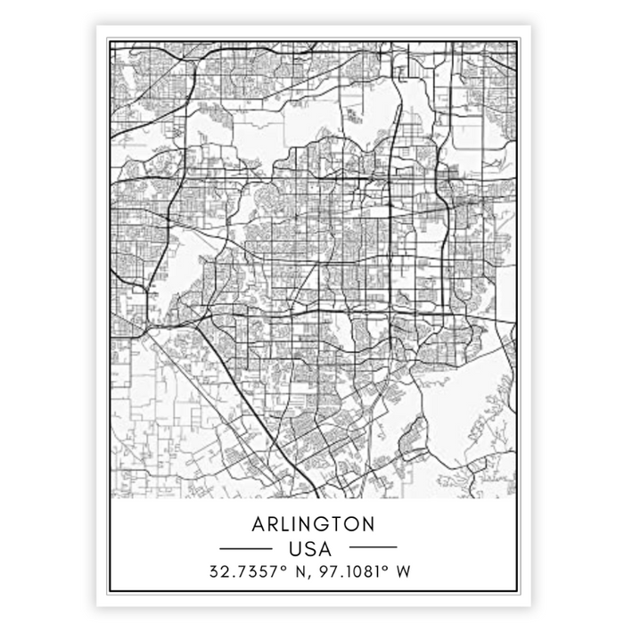 Arlington City Map - Canvas Wall Art Painting
