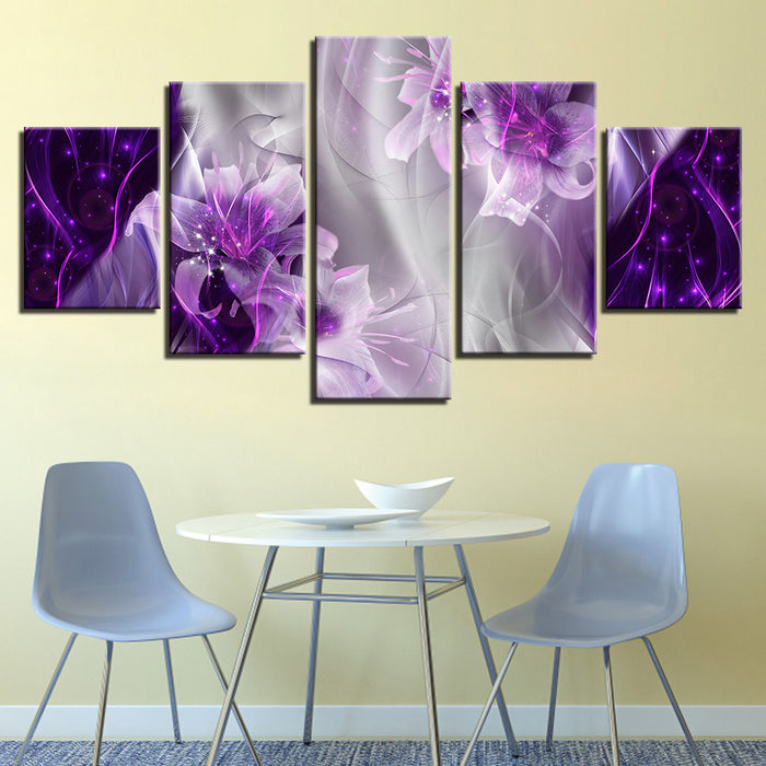 Fantasy Purple Lilies 5 Piece - Canvas Wall Art Painting