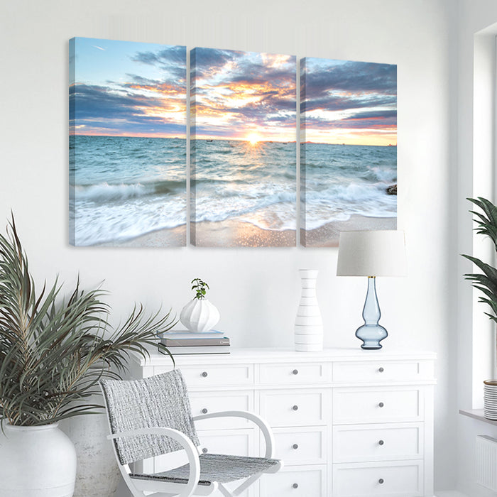 3Pcs Sunrise Beach Landscape Posters Canvas