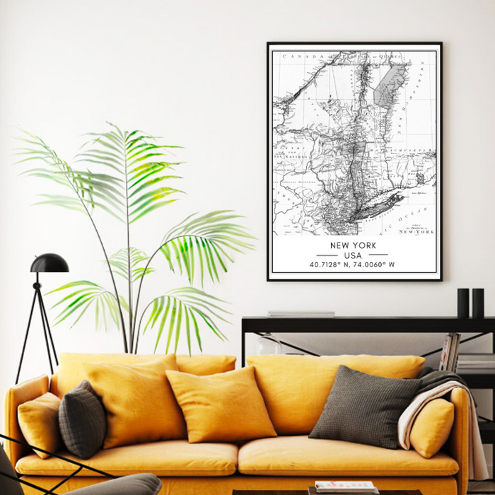 New York City Map- Canvas Wall Art Painting