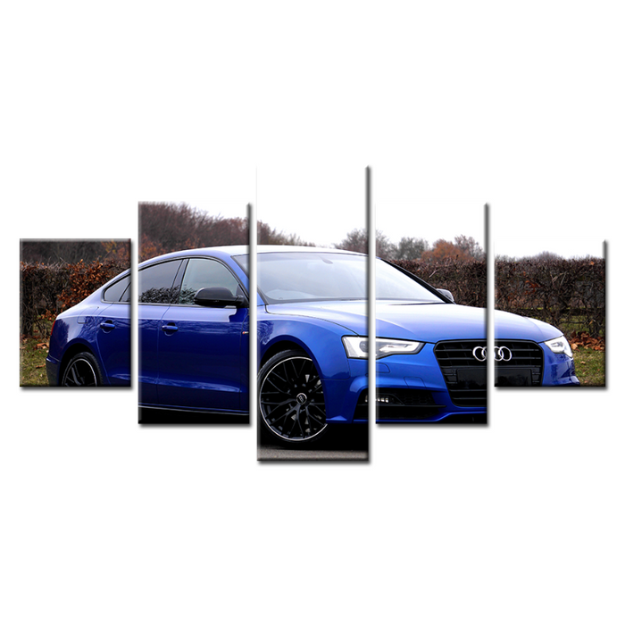 5 Piece Blue Classic Car - Canvas Wall Art Painting