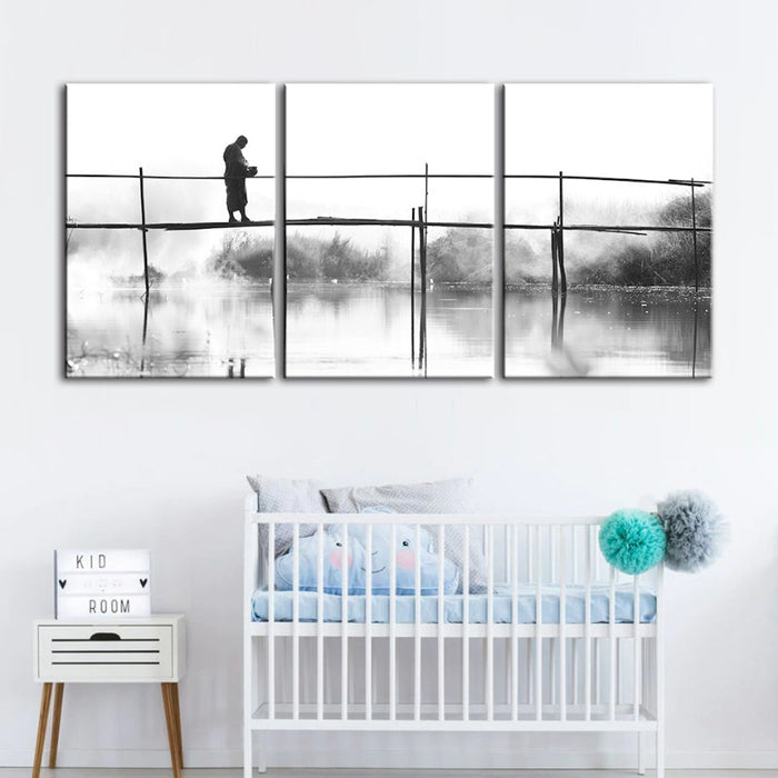 Water Bridge-Canvas Wall Art Painting 3 Pieces