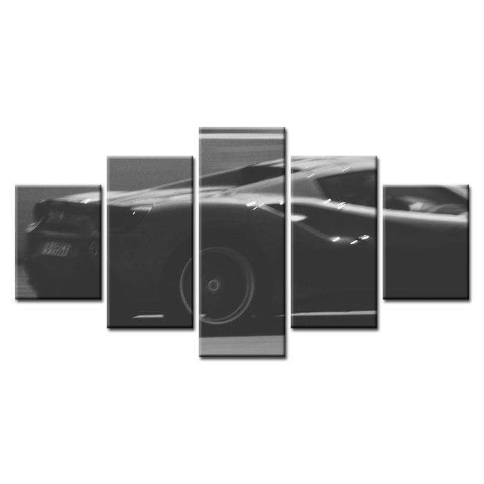 5 Piece Close Up Classic Black Car - Canvas Wall Art Painting