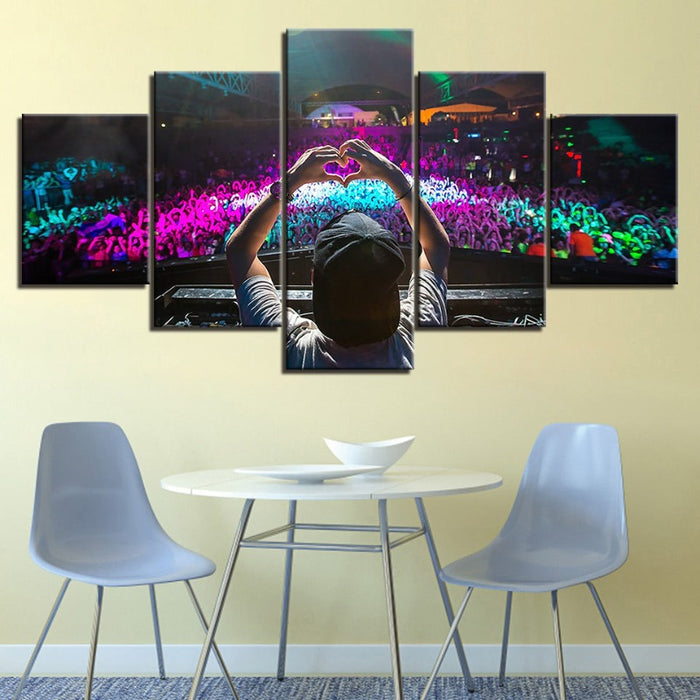 5 Piece Crowded DJ Concert - Canvas Wall Art Painting