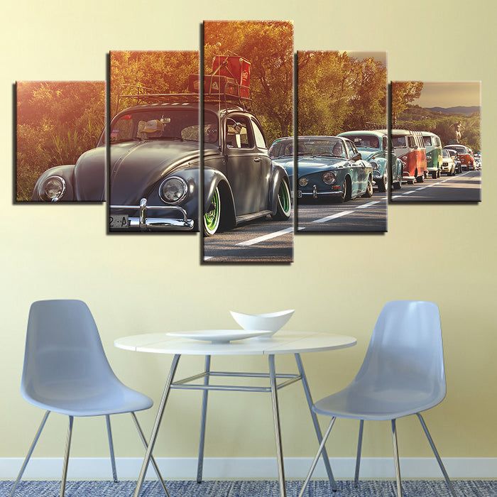 Row Of Cars 5 Piece - Canvas Wall Art Painting