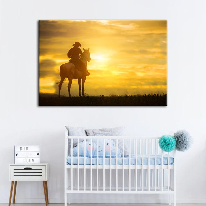 A Cowboy And His Steed - Canvas Wall Art Painting