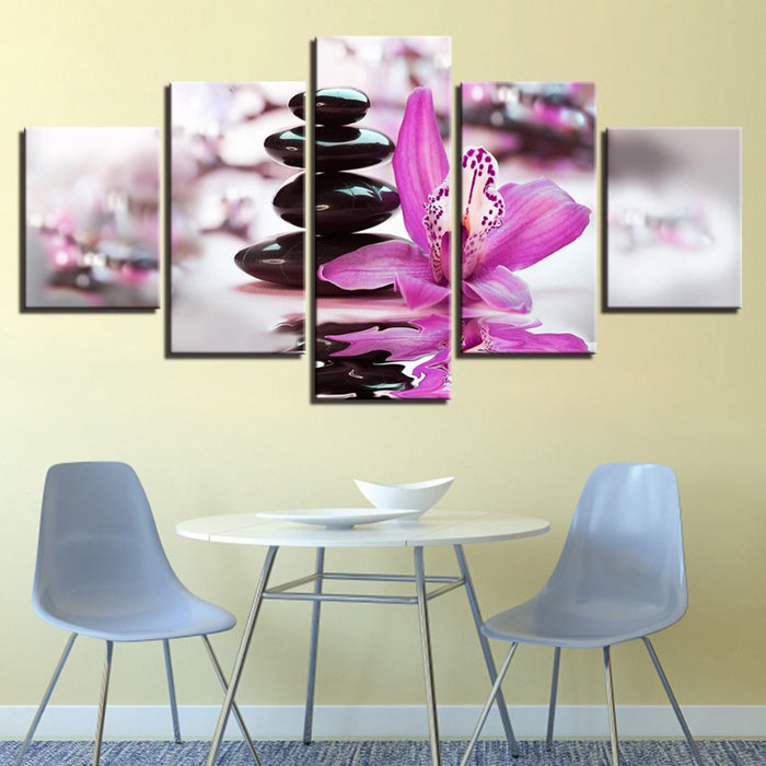 Zen Purple Orchids 5 Piece - Canvas Wall Art Painting