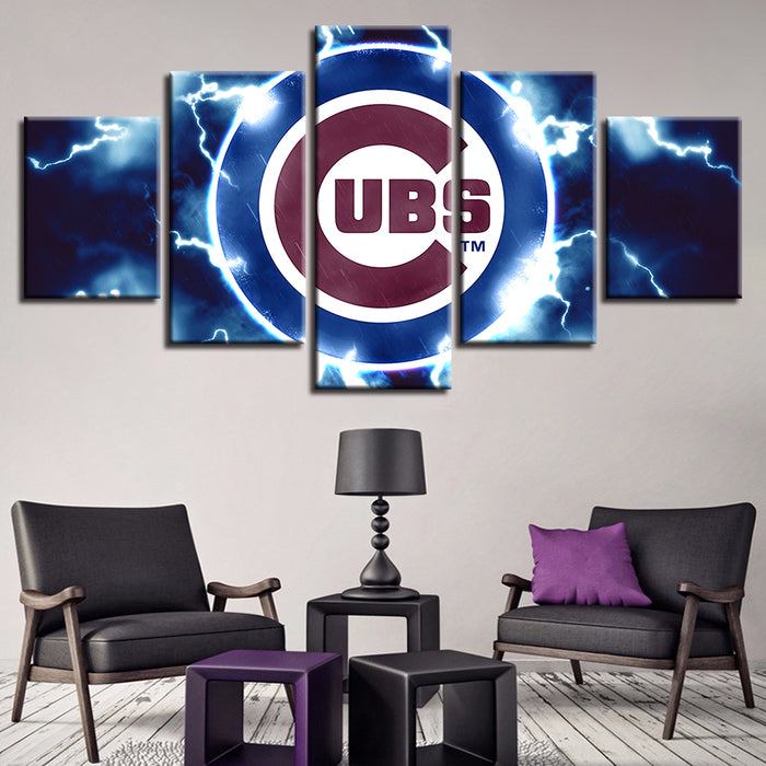 Charged Chicago Cubs 5 Pieces-Canvas Wall Art Painting