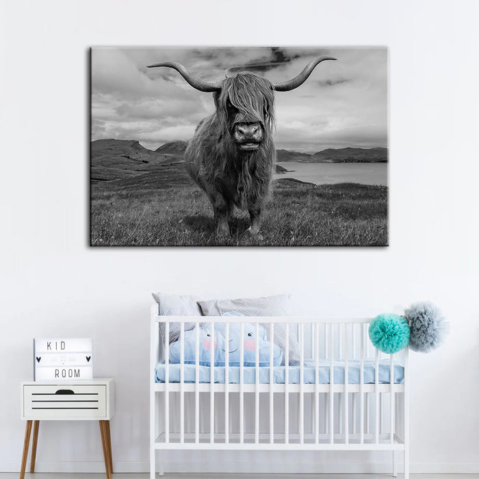 Black And White Cow - Canvas Wall Art Painting
