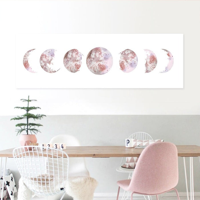 Modern Various Moon Phases Isolated Prints - Canvas Wall Art Painting