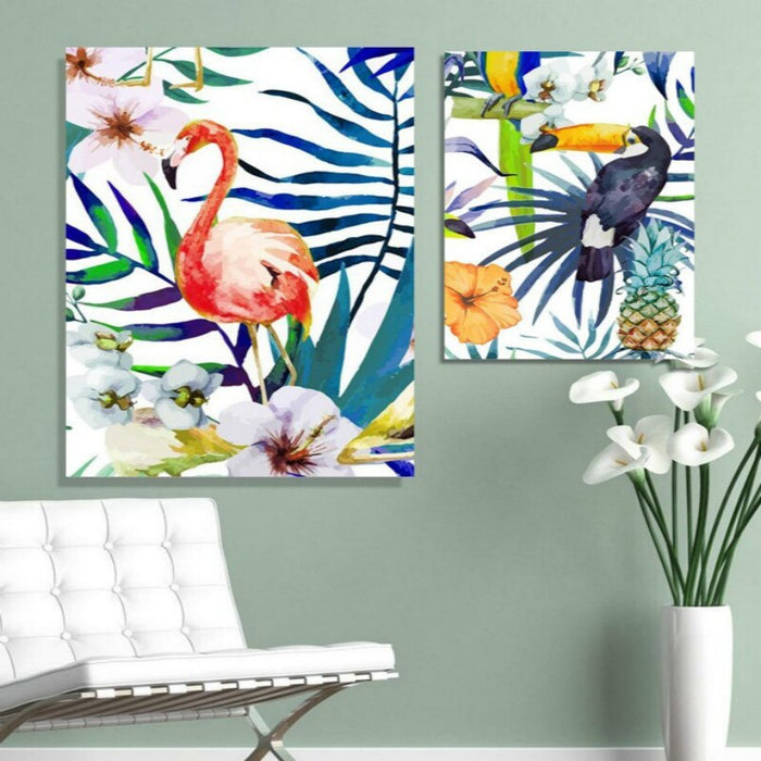 Colorful Leaves Flowers - Canvas Wall Art Painting