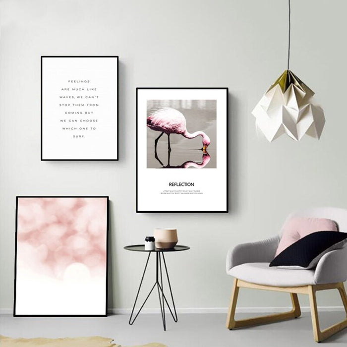 Flamingo In Landscape - Canvas Wall Art Painting