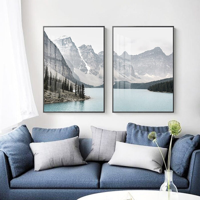 Mountain Landscape Travel Poster - Canvas Wall Art Painting