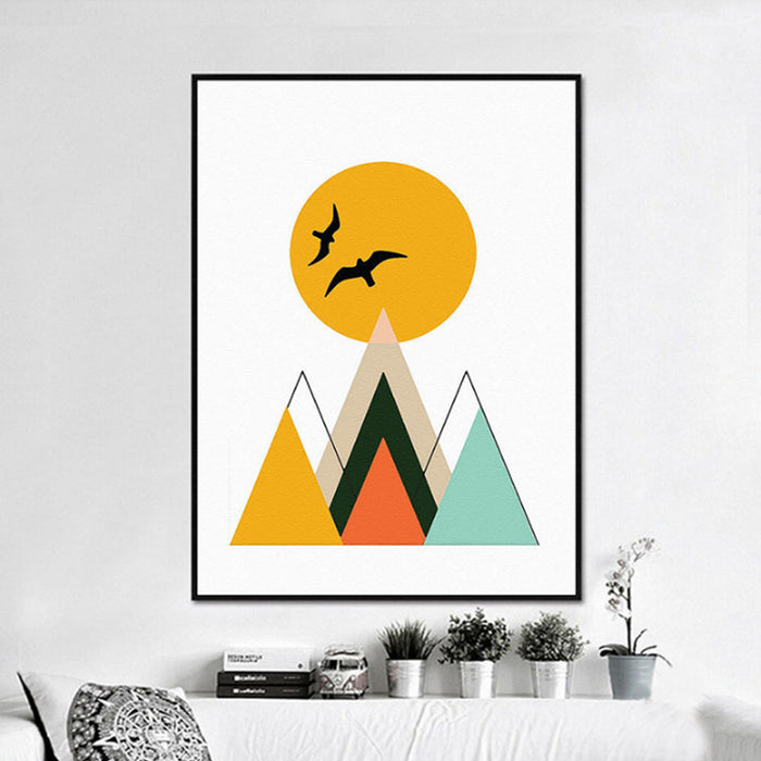Mountain Peak Sunrise Nordic Poster  - Canvas Wall Art Painting