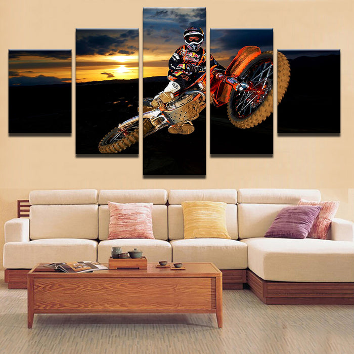 Motorbike Soaring 5 Piece - Canvas Wall Art Painting