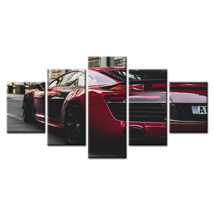 5 Piece Red Classic Car - Canvas Wall Art Painting