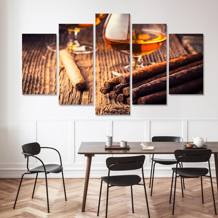 5 Piece Beautiful Brown Abstract - Canvas Wall Art Painting