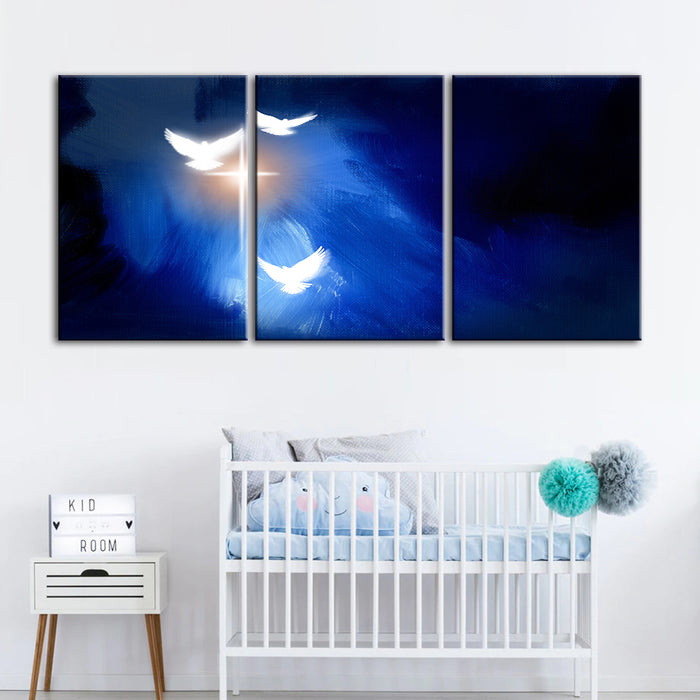 Shining Doves 3 Piece - Canvas Wall Art Painting