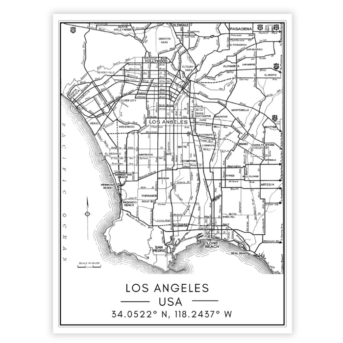 Los Angeles City Map - Canvas Wall Art Painting