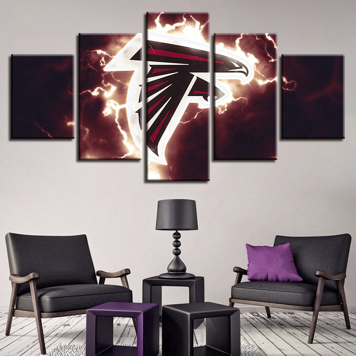 Electric Atlanta Falcons Logo 5 Piece - Canvas Wall Art Painting