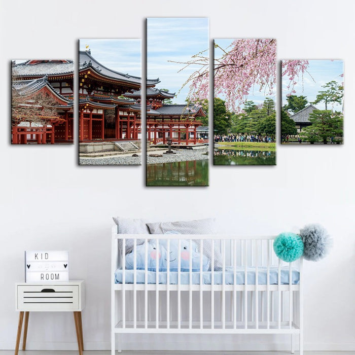 5 Piece Cherry Blossom - Canvas Wall Art Painting