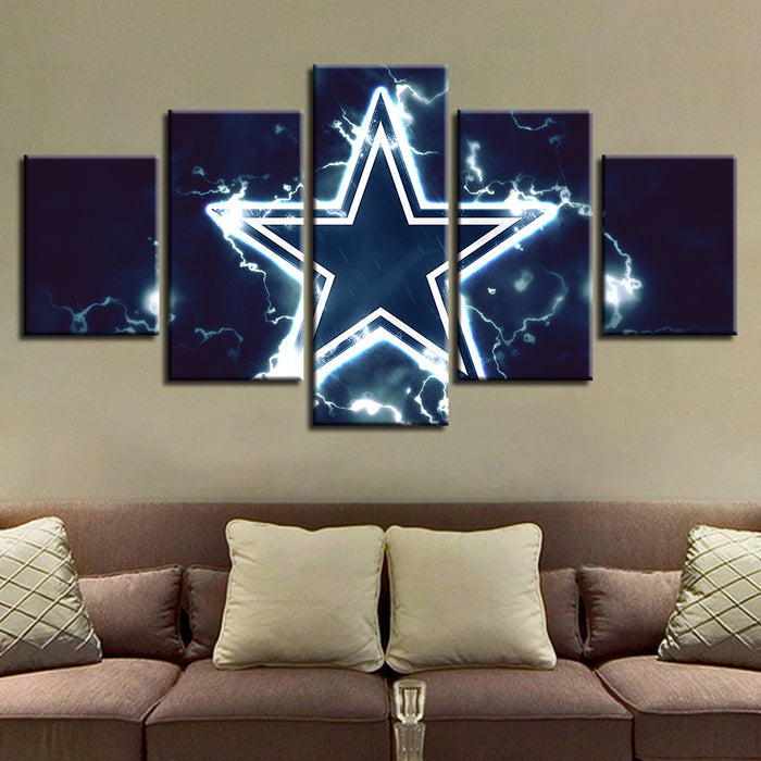 Blue Star Logo 5 Piece - Canvas Wall Art Painting