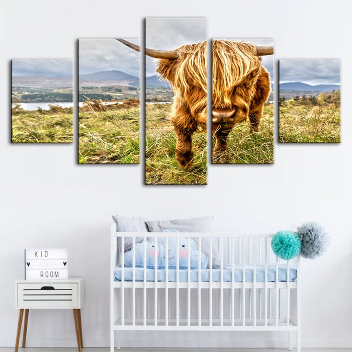 5 Piece Wild Cow - Canvas Wall Art Painting
