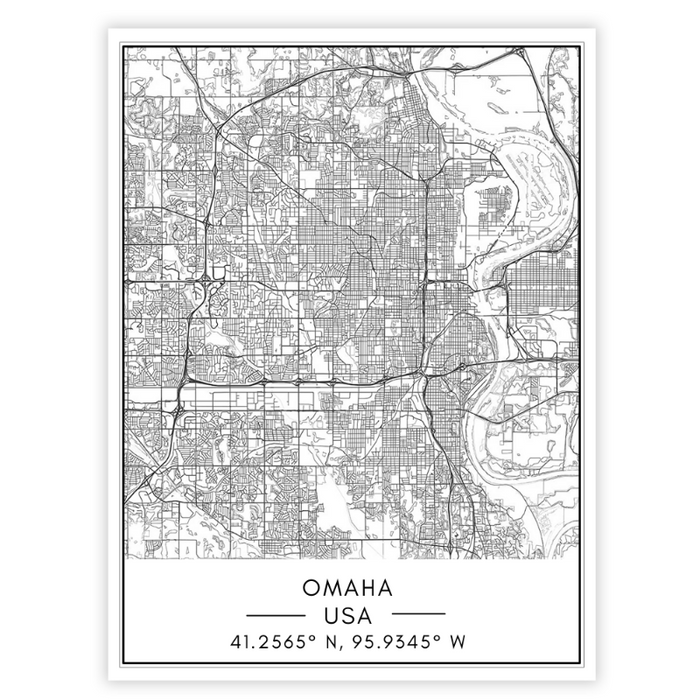 Omaha City Map - Canvas Wall Art Painting