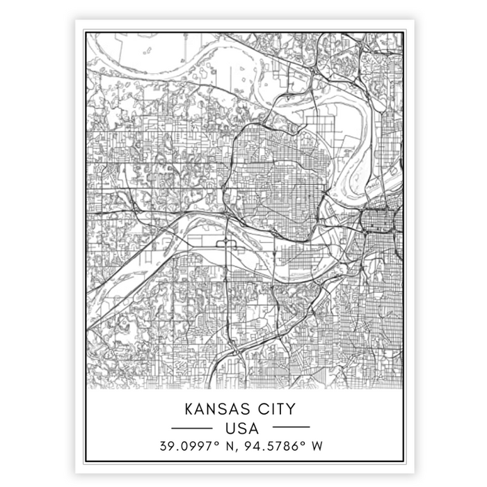 Kansas City Map - Canvas Wall Art Painting