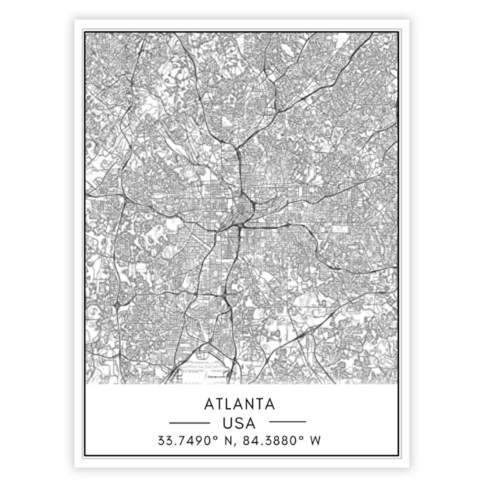 Atlanta City Map - Canvas Wall Art Painting