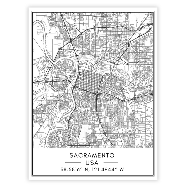 Sacramento City Map - Canvas Wall Art Painting