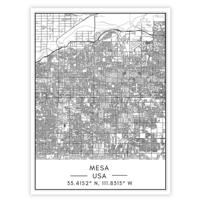 Mesa City Map - Canvas Wall Art Painting