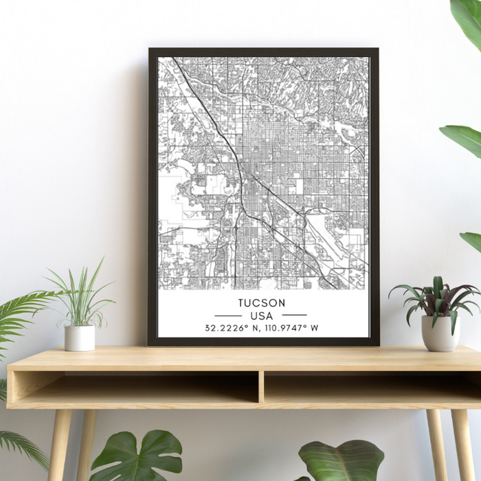 Tucson City Map - Canvas Wall Art Painting