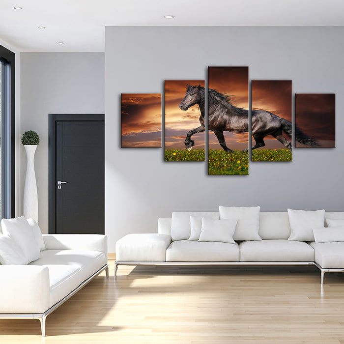 5 Piece Running Horses - Canvas Wall Art Painting