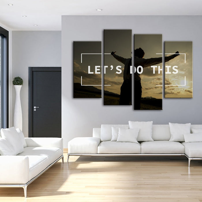 4 Piece Let's Do This - Canvas Wall Art Painting