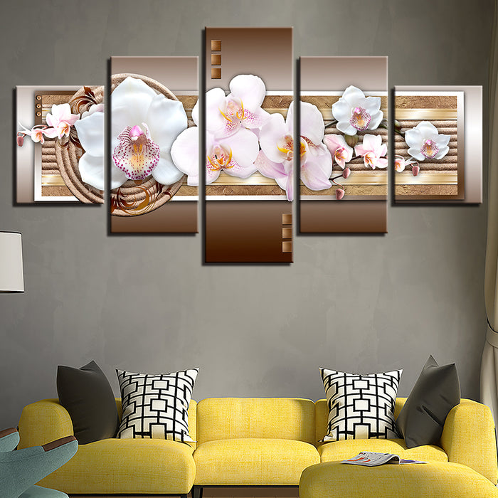 Classy Pink Orchids 5 Piece-Canvas Wall Art Painting