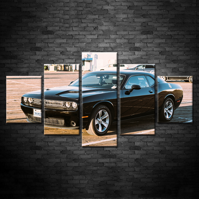 5 Piece Vintage Black Metallic Car - Canvas Wall Art Painting