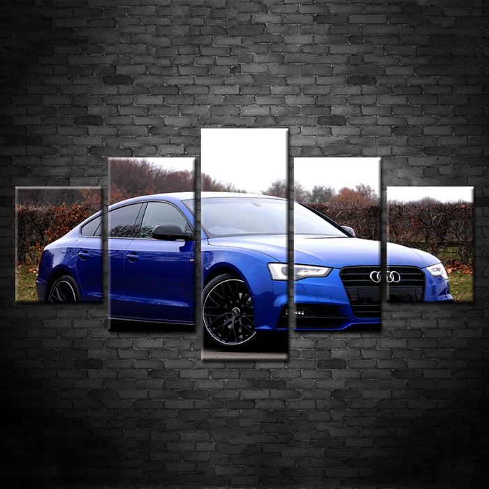 5 Piece Blue Classic Car - Canvas Wall Art Painting