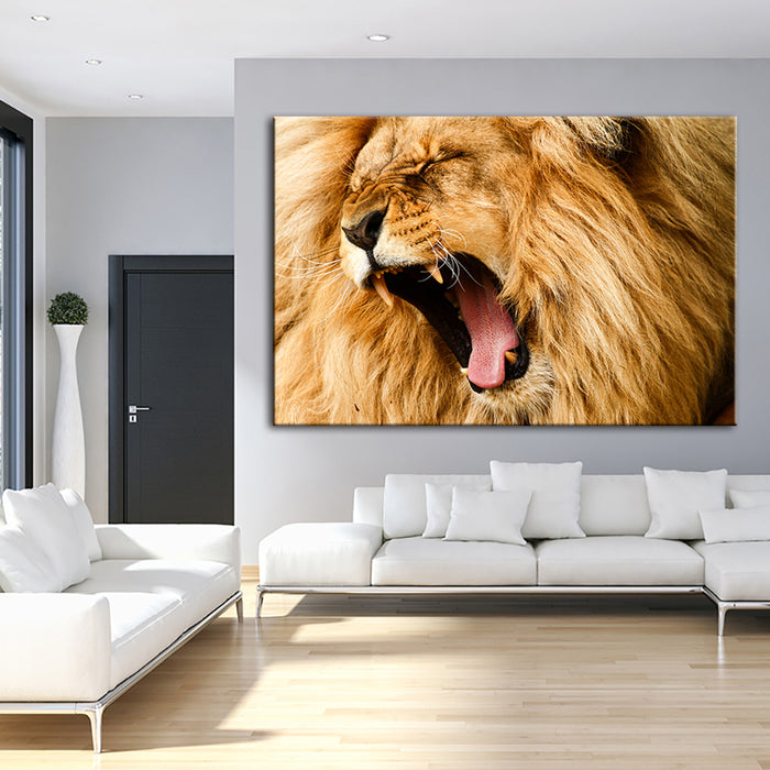 Enraged Lion's Roar - Canvas Wall Art Painting