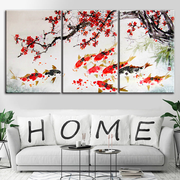 Red Koi 3 Piece - Canvas Wall Art Painting