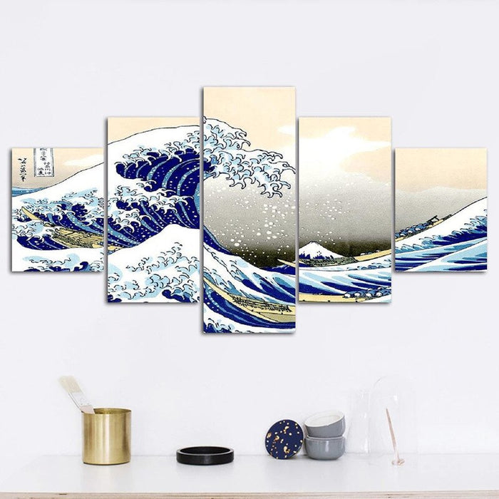 5 Piece Hokusai Kanagawa Big Flyer - Canvas Wall Art Painting