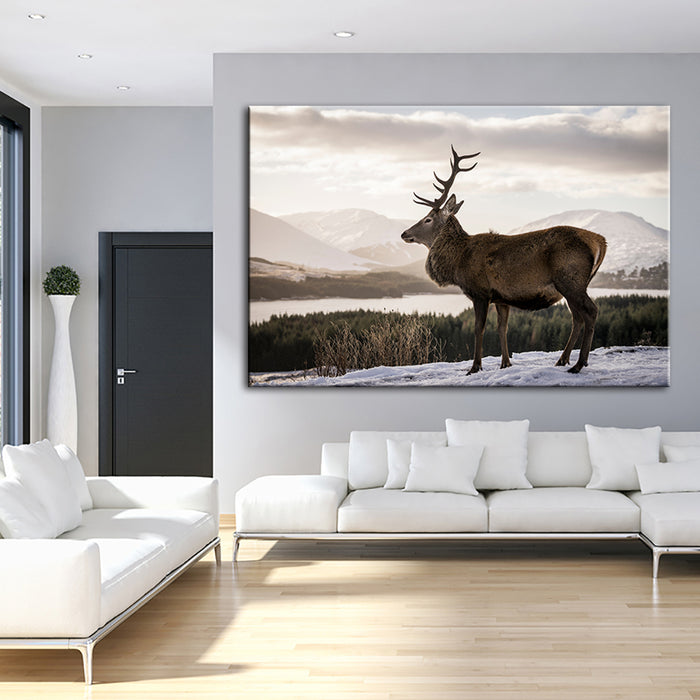 Somber Winter Deer - Canvas Wall Art Painting